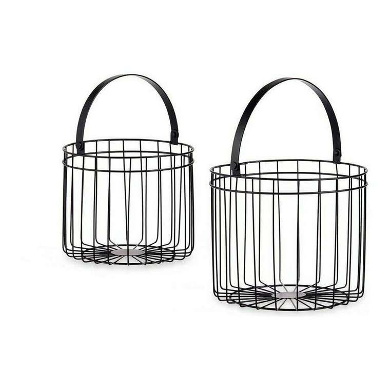 Корзина Чёрный Металл 25 x 35 x 25  цилиндрически (2 pcs)