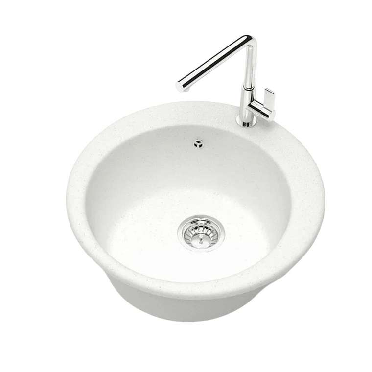 Кухонная мойка круглая Maretti Kitchen MR475-WH 47 см белого цвета
