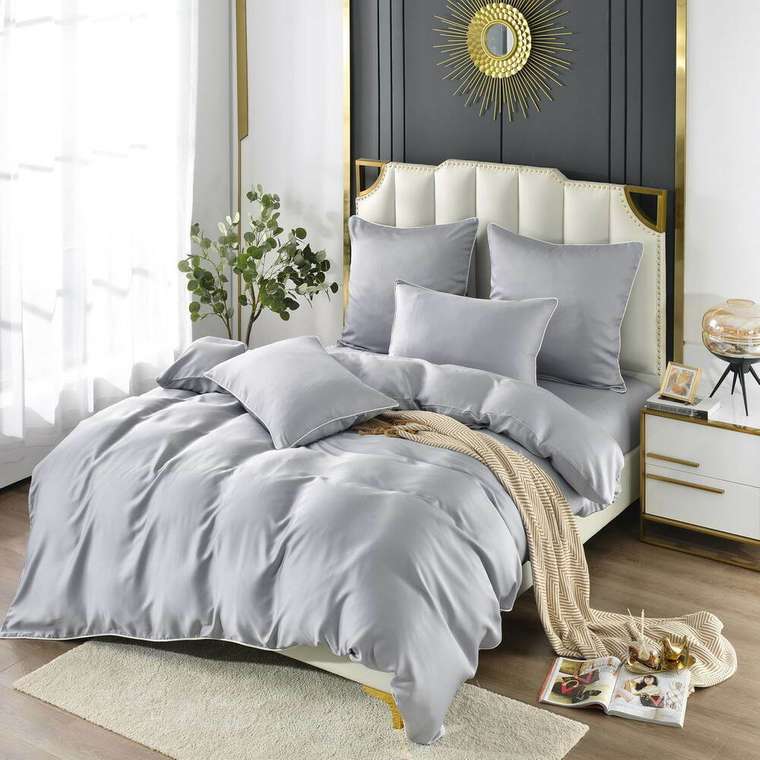 Комплект постельного белья Андре №22 200х220 светло-серого цвета