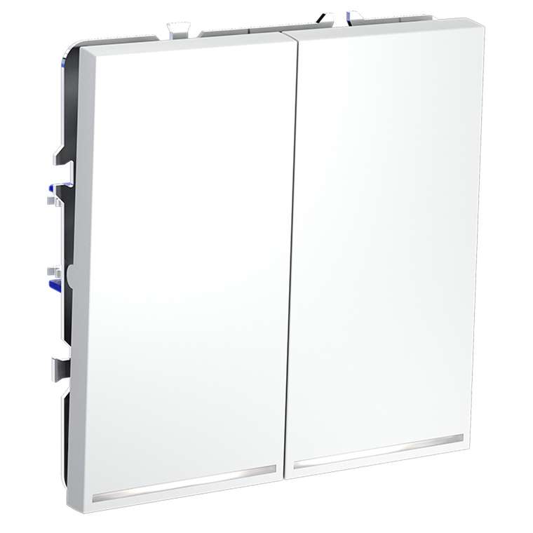 Выключатель встраиваемый VOLTUM S70 двухклавишный с подсветкой 10А, (белый матовый)