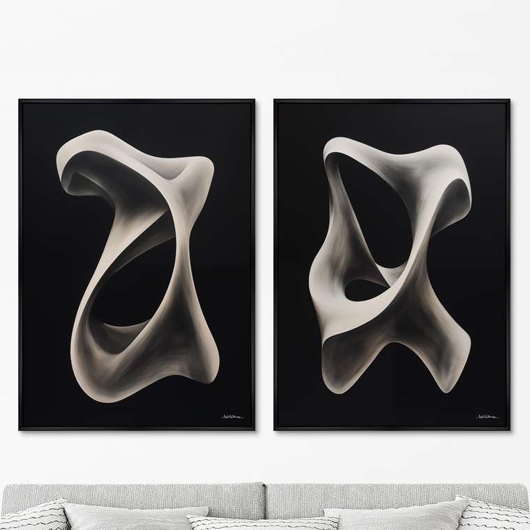 Набор из двух репродукций картин Streamlined shapes, 2024г.