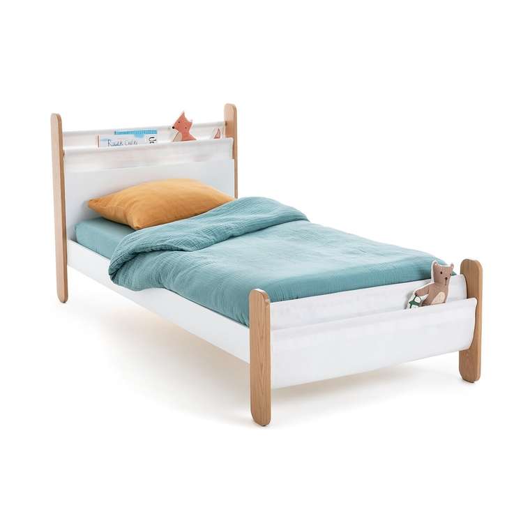 Кровать с основанием и карманами для хранения Nadon 90x190 белого цвета