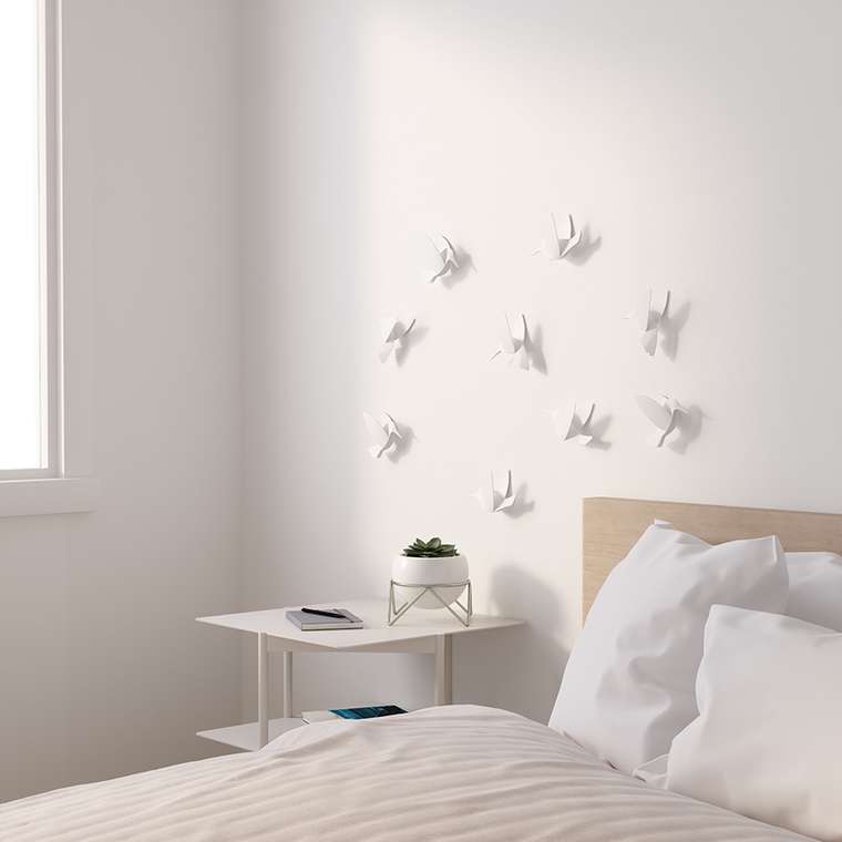 Декор для стен hummingbird из девяти элементов белого цвета