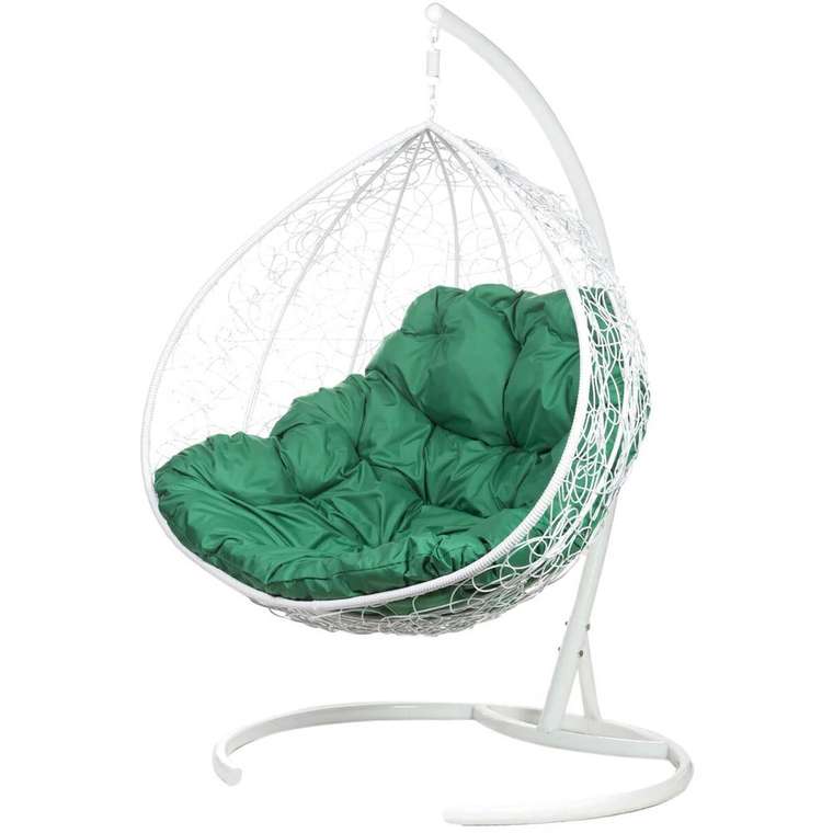 Двойное подвесное кресло Gemini с зеленой подушкой