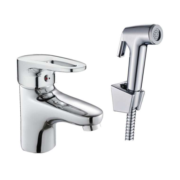 Смеситель для раковины с гигиеническим душем Haiba HB1268, хром