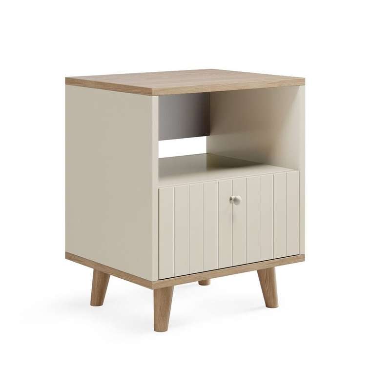 Прикроватная тумба Twin TW006 бежевого цвета с гравировкой