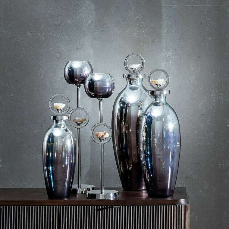 Бутылка Серебристый Алюминий Стеклянный 18 x 18 x 53 cm Декоративный