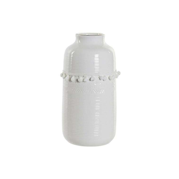 Ваза Белый Керамика Помпоны 12 x 12 x 24 cm
