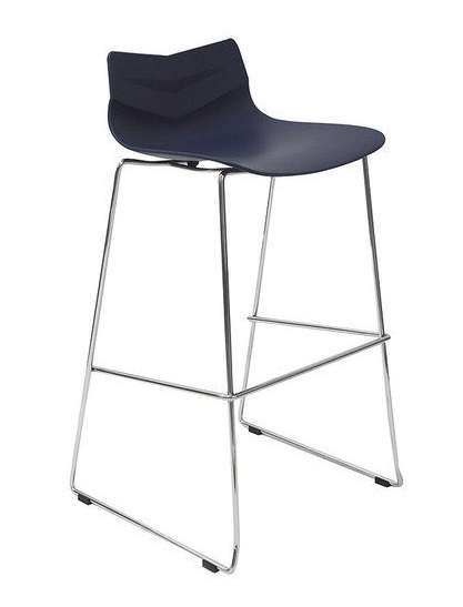 Барный стул на металлических ножках синий