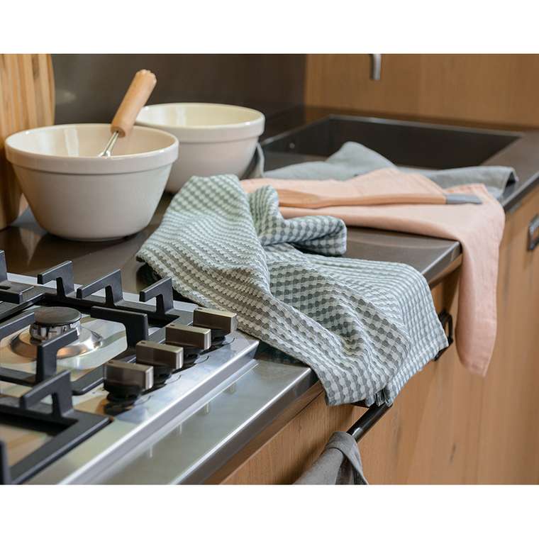 Набор вафельных кухонных полотенец Essential серого цвета 