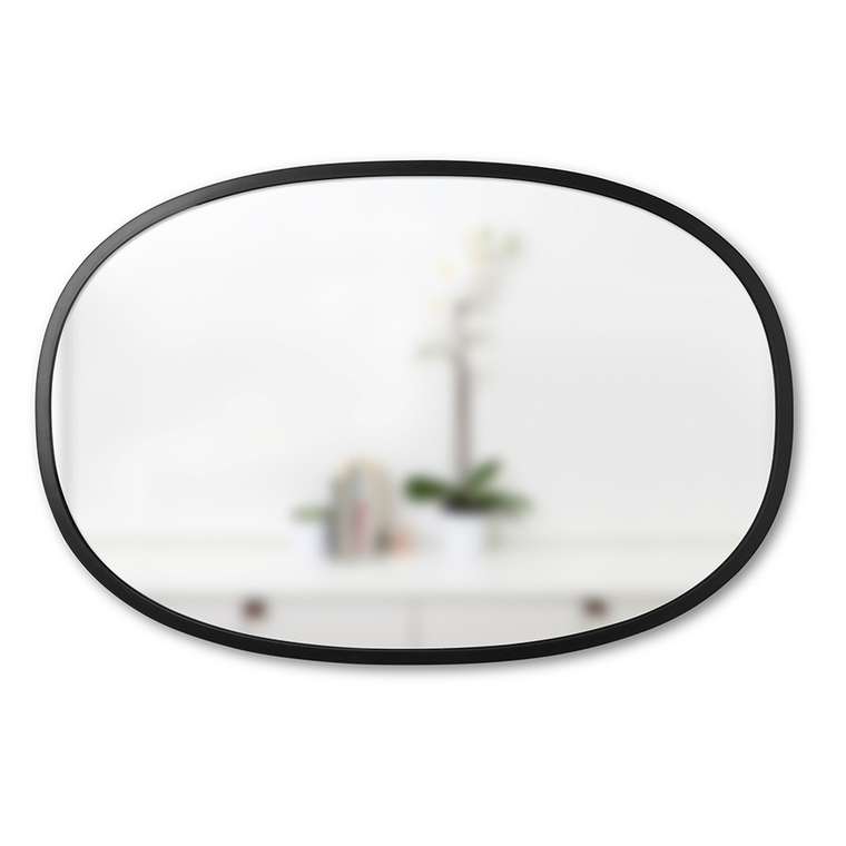 Зеркало овальное HUB в раме из чёрного каучука