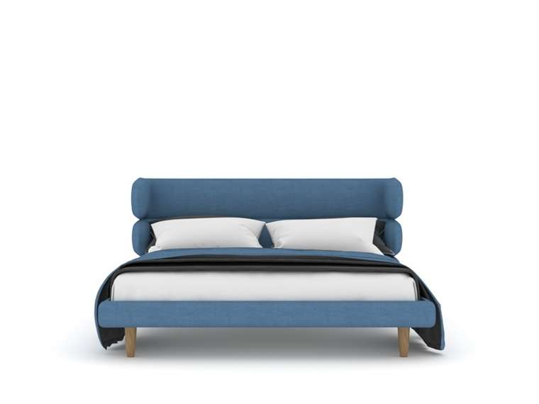 Кровать Бабл 160х200 синего цвета без подъемного механизма