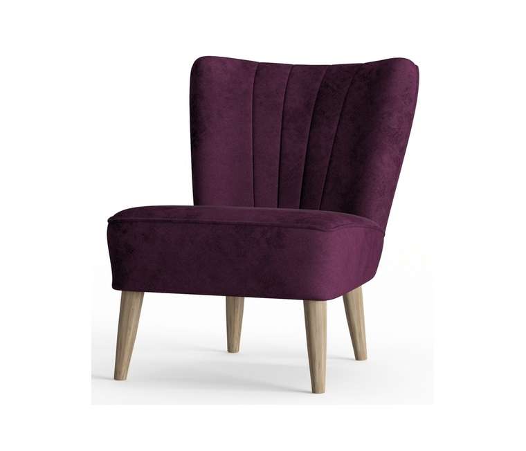 Кресло Пальмира в обивке из велюра фиолетового цвета