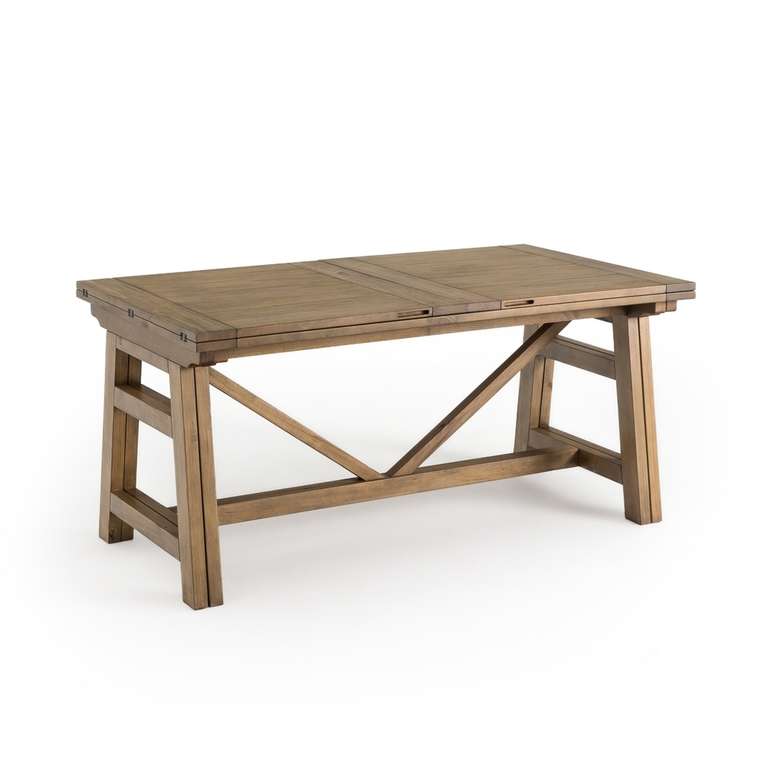 Обеденный стол раскладной из массива сосны Wabi коричневого цвета