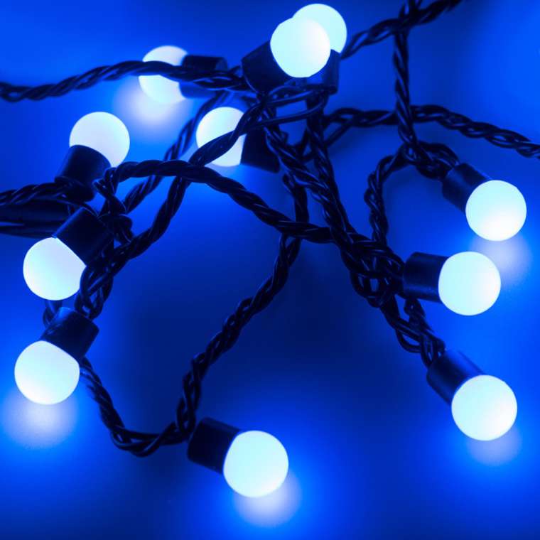 Светодиодная гирлянда ARD-BALL-CLASSIC-D17.5-20000-BLACK-200LED BLUE (230V, 14W) (Ardecoled, IP65) 025589