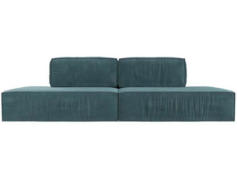 Прямой диван-кровать Прага лофт бирюзового цвета