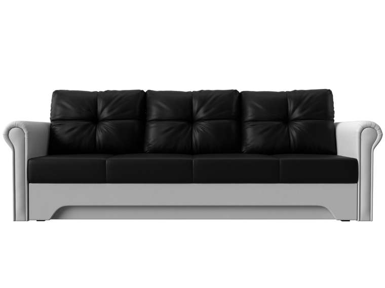 Прямой диван-кровать Европа черно-белого цвета (экокожа)