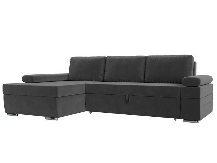 Угловой диван-кровать Канкун серого цвета левый угол