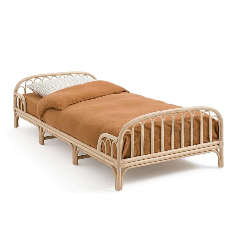 Кровать детская из ротанга Albin 90х190 бежевого цвета