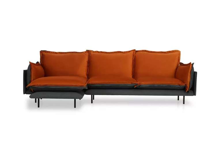 Угловой диван Barcelona серо-оранжевого цвета
