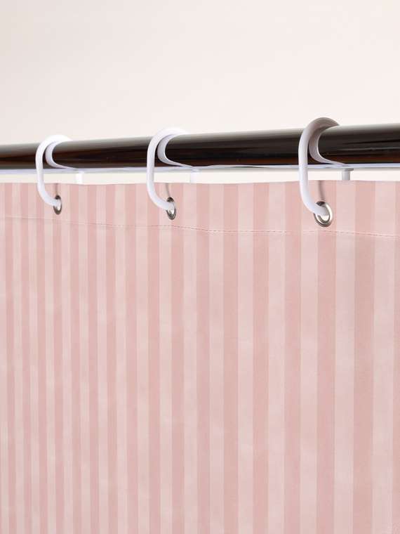 Штора для ванной комнаты Stripe 180х180 розового цвета