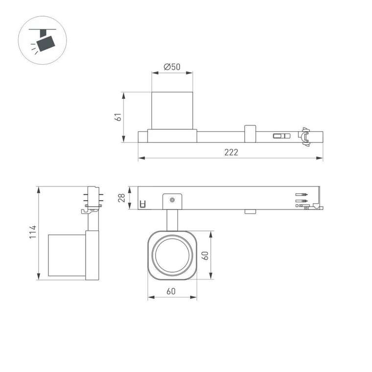 Трековый трехфазный светильник Arlight LGD-DIAFILM-4TR-R60-10W Warm3000 (WH, 20 deg, 230V) (IP20 Металл) 061452