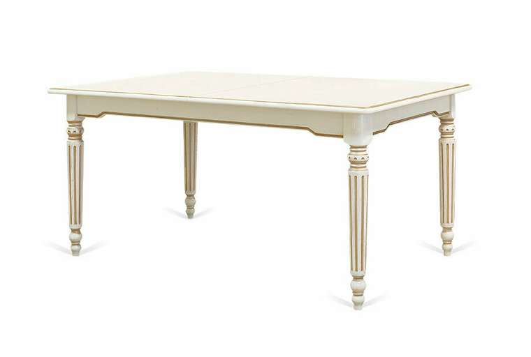 Раскладной обеденный стол Давиль цвета белая эмаль с золотой патиной
