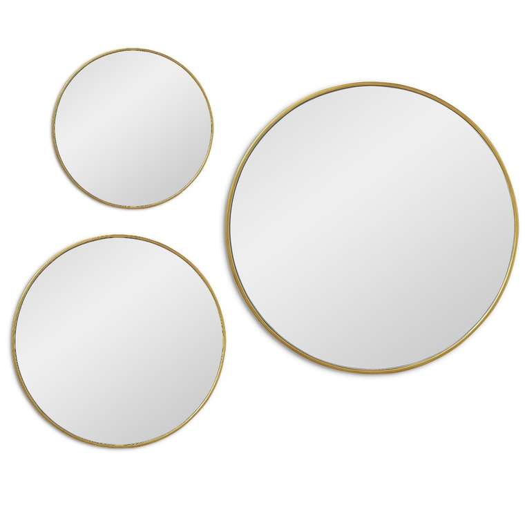 Набор из трех настенных зеркал Saturn золотого цвета