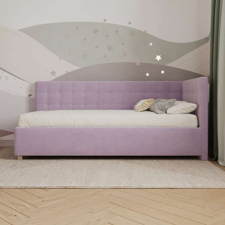 Кровать Версаль 90х200 сиреневого цвета с подъемным механизмом