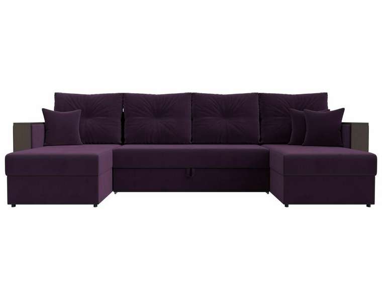 Угловой диван-кровать Валенсия П-образный фиолетового цвета