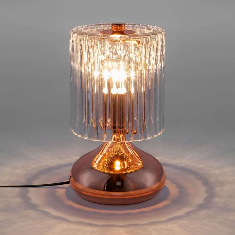 Настольная лампа со стеклянным абажуром 01068/1 розовое золото Bulbo