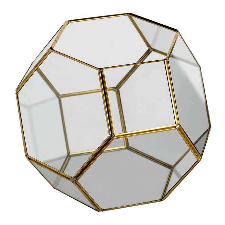 Флорариум стеклянный с золотом в винтажном стиле Honeycomb