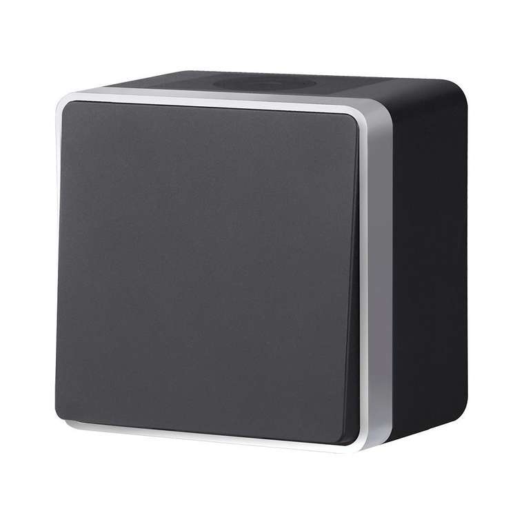 W5010234/ Выключатель одноклавишный влагозащищенный Gallant (черный с серебром) W5010234 Накладные механизмы Gallant черный с серебром