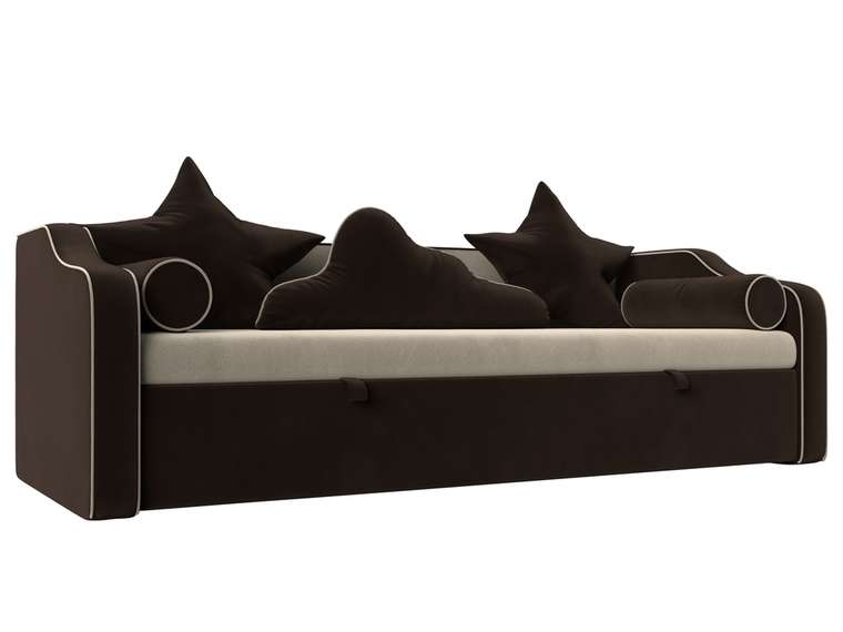 Прямой диван-кровать Рико темно-коричневого цвета
