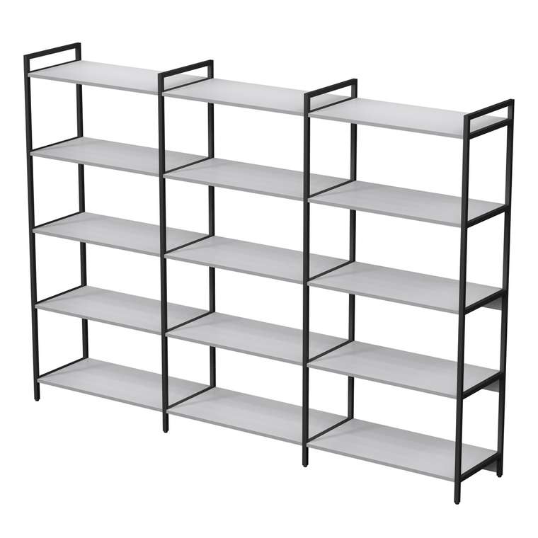 Стеллаж 10ССТ.5.800 средний тройной 5 полок серого цвета