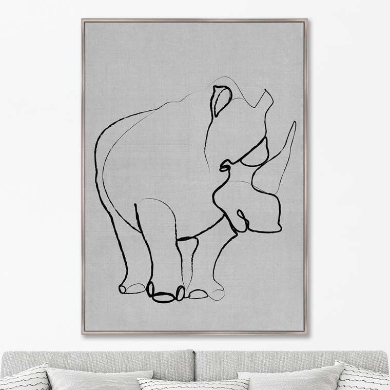Репродукция картины на холсте Rhino on gray