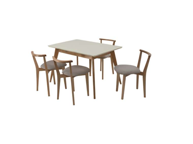 Обеденная группа Сканди 120 со стульями коричнево-бежевого цвета