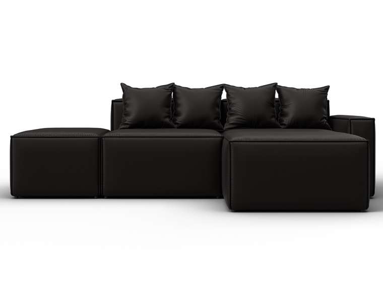 Угловой модульный диван Лига-063 темно-коричневого цвета правый (экокожа)