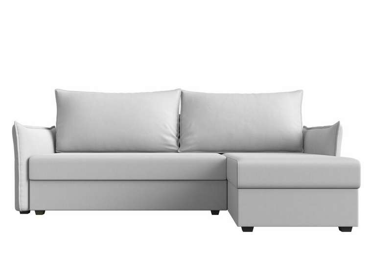 Угловой диван-кровать Лига 004 белого цвета угол правый (экокожа)