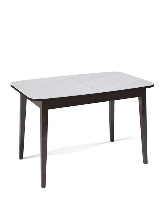Раздвижной обеденный стол 1200М коричнево-белого цвета
