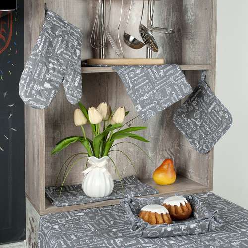 Текстильная ваза 18х18х5 'Правила кухни', рогожка, 100 % хлопок, 'Серый'