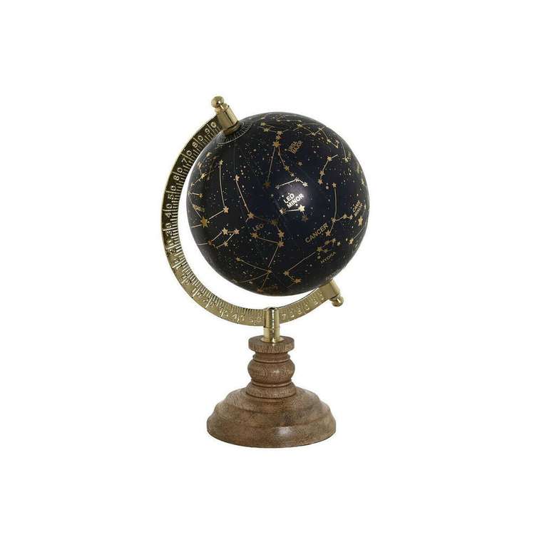 Земной глобус Home ESPRIT Синий Позолоченный Натуральный Vintage 15 x 15 x 24 cm