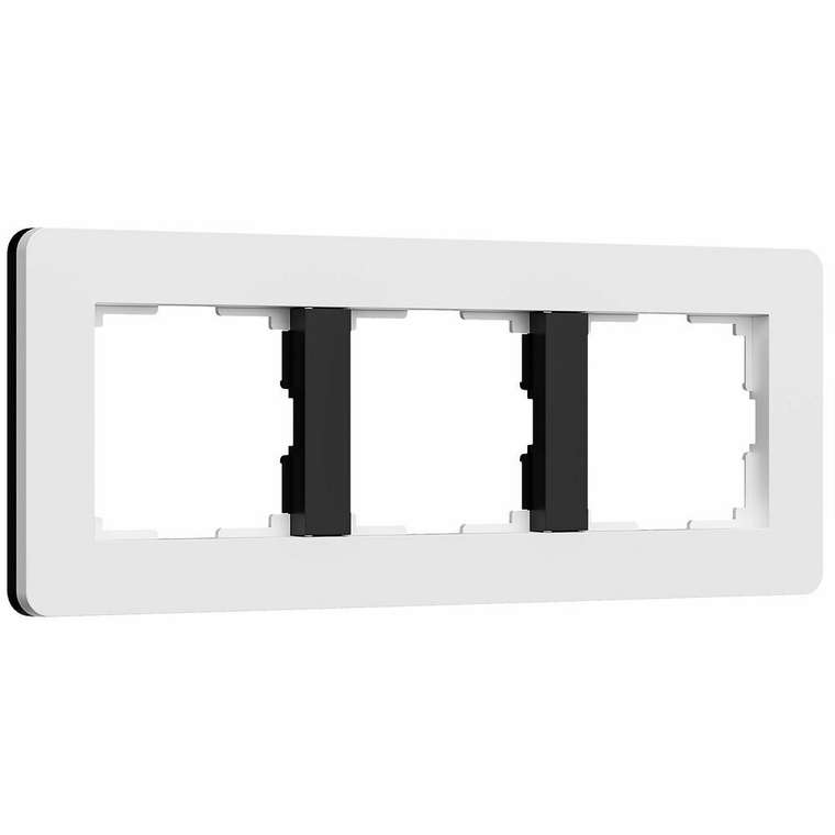 W0033068/ Рамка на 3 поста Split (белый/черный, soft-touch) W0033068 Split белый/черный, soft-touch