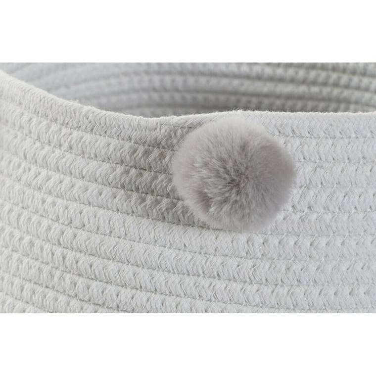 Корзина DKD Home Decor Серый Небесный синий Светло Pозовый Помпоны 30 x 30 x 26 cm Деревянный (3 штук)