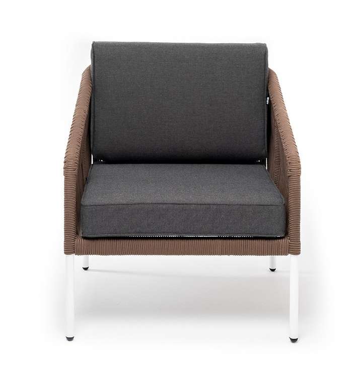 Кресло Канны коричнево-серого цвета с белыми ножками 
