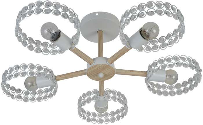 Потолочная люстра на штанге Escada Banjo 679/5P White 5х60Вт Е27, металл/хрусталь, белый/дерево