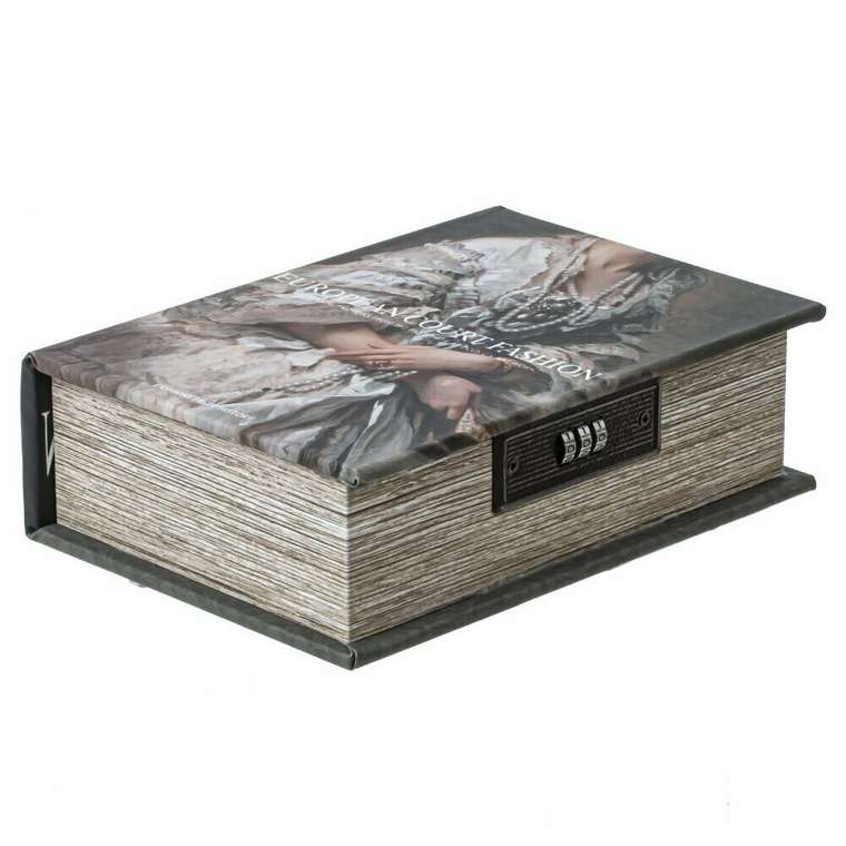 Шкатулка-книга с кодовым замком H22 бежево-серого цвета