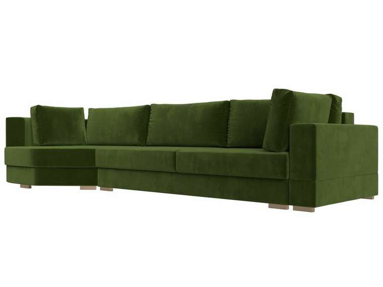 Угловой диван-кровать Лига 026 зеленого цвета левый угол