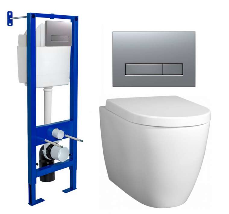 Комплект 3 в 1 инсталляция Berges Atom Line 410 + Унитаз подвесной BelBagno Marino + кнопка хром матовая