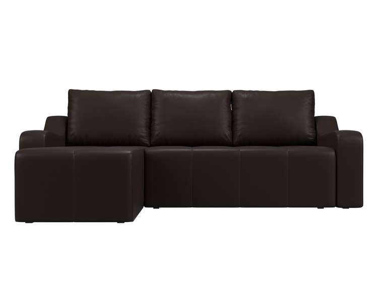 Угловой диван-кровать Элида коричневого цвета (экокожа) левый угол